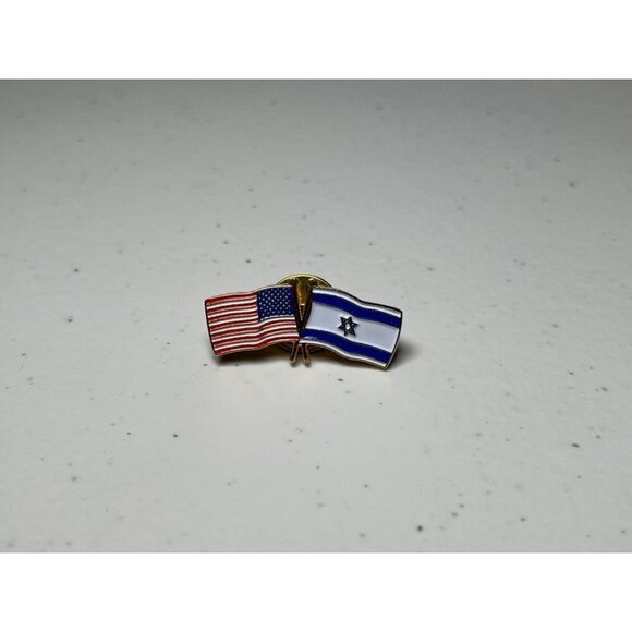 Support Israel USA Crossed Friendship Flag American Bike Hat Cap Lapel Pin - Picture 1 of 4